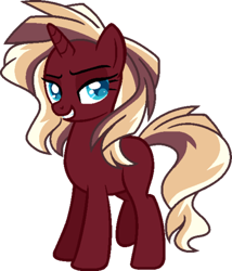 Size: 400x468 | Tagged: safe, artist:shiiazu, derpibooru import, oc, oc only, oc:summerset shadow, pony, unicorn, base used, colored pupils, female, grin, magical lesbian spawn, mare, next generation, offspring, parent:sunset shimmer, parent:tempest shadow, parents:tempestshimmer, simple background, smiling, smirk, solo, transparent background