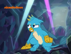 Size: 955x720 | Tagged: safe, derpibooru import, screencap, gallus, griffon, what lies beneath, angry, cropped, crystal, male, nickelodeon, nightmare cave, paws