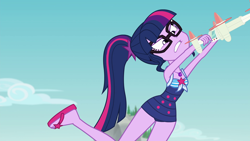 Size: 1920x1080 | Tagged: safe, derpibooru import, screencap, sci-twi, twilight sparkle, better together, equestria girls, forgotten friendship, clothes, geode of telekinesis, selfie drone, solo, swimsuit