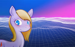 Size: 3840x2400 | Tagged: safe, artist:darkdoomer, derpibooru import, /mlpol/, cute, grid, looking at you, marine le pen, retrowave, sunrise, vaporwave