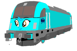 Size: 1080x720 | Tagged: safe, artist:dwayneflyer, artist:track&song, derpibooru import, oc, oc only, oc:trackthesia, db br 182, face, horn, locomotive, requested art, siemens es64u2, simple background, train, transparent background, twitterponies