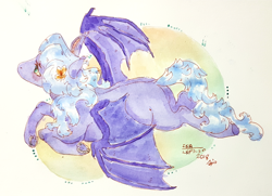 Size: 1280x926 | Tagged: safe, artist:laps-sp, derpibooru import, oc, bat pony, pony, female, mare, solo, traditional art