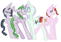 Size: 765x525 | Tagged: safe, artist:twilightcraft, derpibooru import, oc, oc only, oc:bright music, oc:evening light, oc:joy rarity, oc:sapphire gem, dracony, hybrid, pony, blushing, female, interspecies offspring, kissing, male, mare, next generation, now kiss, oc x oc, offspring, parent:coloratura, parent:rarity, parent:spike, parent:starlight glimmer, parent:sunburst, parents:sparity, parents:starburst, shipping, simple background, stallion, straight, white background