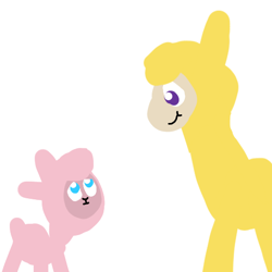 Size: 480x480 | Tagged: safe, artist:artdbait, derpibooru import, paprika paca, pom lamb, alpaca, lamb, sheep, them's fightin' herds, community related, doodle, fightin' doods, fluffy, size difference, smiling