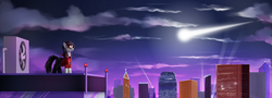 Size: 2000x720 | Tagged: safe, artist:hardbrony, derpibooru import, pony, city, cityscape, comet, glasses, incredibox, ponified, shooting star, sky, solo