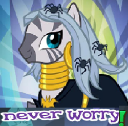 Size: 341x336 | Tagged: safe, derpibooru import, zecora, advice, alternate hairstyle, caption, courage, expand dong, exploitable meme, gameloft, image macro, long hair, meme, motivational, smiling, text, worry, wow! glimmer