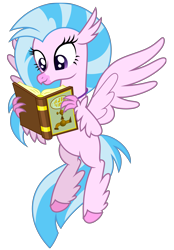 Size: 5707x8192 | Tagged: safe, artist:thatguy1945, derpibooru import, silverstream, classical hippogriff, hippogriff, what lies beneath, absurd resolution, book, cute, diastreamies, happy, reading, simple background, solo, that hippogriff sure does love indoor plumbing, transparent background, vector
