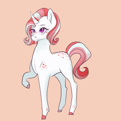 Size: 3000x3000 | Tagged: safe, artist:kittii-kat, derpibooru import, oc, oc:strawberry shortcake, pony, unicorn, female, mare, orange background, simple background, solo