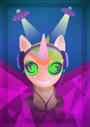 Size: 3508x4961 | Tagged: safe, artist:pedrohander, derpibooru import, oc, oc only, pony, unicorn, bust, headphones, hypnosis, solo