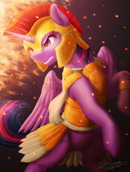 Size: 1024x1365 | Tagged: safe, artist:novaintellus, derpibooru import, twilight sparkle, twilight sparkle (alicorn), alicorn, pony, armor, athena sparkle, costume, female, mare, solo