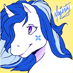 Size: 450x450 | Tagged: safe, artist:suzanami, derpibooru import, majesty, pony, unicorn, g1, bust, solo