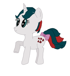 Size: 876x962 | Tagged: safe, artist:nightshadowmlp, derpibooru import, gusty, pony, unicorn, g1, bow, g1 to g4, generation leap, raised hoof, simple background, smiling, solo, tail bow, white background