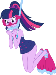 Size: 1024x1375 | Tagged: safe, artist:shoxxe, artist:zefrenchm, derpibooru import, sci-twi, twilight sparkle, better together, equestria girls, clothes, colored, female, flippers, goggles, ponytail, simple background, snorkel, solo, swimsuit, transparent background, vector