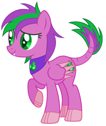Size: 1668x1988 | Tagged: safe, artist:razorbladetheunicron, derpibooru import, oc, oc only, dracony, hybrid, bandana, base used, fangs, female, interspecies offspring, lateverse, mare, offspring, parent:amethyst star, parent:spike, parents:amespike, scales, simple background, solo, tail, transparent background
