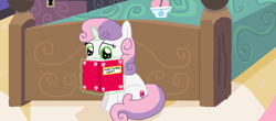 Size: 1600x706 | Tagged: safe, artist:thomaszoey3000, derpibooru import, sweetie belle, pony, bedroom, dairy, food, ice cream