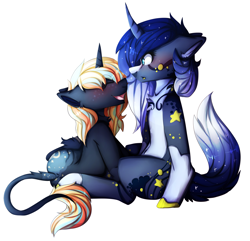 Size: 3019x2915 | Tagged: safe, artist:oddends, derpibooru import, oc, oc only, oc:starstruck, oc:taru, pony, couple, female, lesbian, mare, oc x oc, shipping, simple background, white background