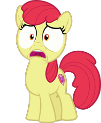 Size: 3000x3685 | Tagged: safe, artist:sollace, derpibooru import, edit, editor:slayerbvc, apple bloom, earth pony, pony, accessory-less edit, female, filly, missing accessory, simple background, solo, transparent background, vector, vector edit, wide eyes