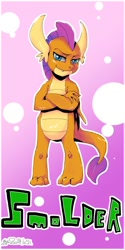 Size: 500x1000 | Tagged: safe, artist:sozglitch, derpibooru import, smolder, dragon, crossed arms, dragoness, female, looking at you, smug, solo