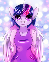 Size: 1280x1600 | Tagged: safe, artist:lucaaegus, derpibooru import, twilight sparkle, twilight sparkle (alicorn), alicorn, anthro, clothes, dress, winter