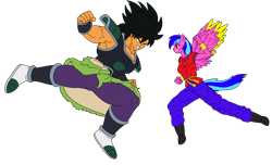 Size: 2800x1700 | Tagged: safe, artist:linedraweer, derpibooru import, edit, oc, oc:love bug, anthro, angry, anthro oc, breasts, broly, commission, dragon ball super, dragon ball xenoverse, female, fight, hoof feet, vector, wings