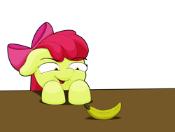 Size: 4160x3120 | Tagged: safe, artist:ljdamz1119, derpibooru import, apple bloom, earth pony, pony, the washouts (episode), banana, bananabloom, female, filly, food, fruit heresy, simple background, solo, transparent background