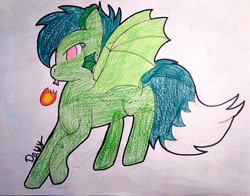 Size: 1196x940 | Tagged: safe, artist:superdavid2011, derpibooru import, oc, oc:greeny, dragon, angry, female, fireball, mare, signature, solo, traditional art