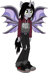 Size: 1872x2849 | Tagged: safe, artist:lightningbolt, derpibooru exclusive, derpibooru import, human, equestria girls, .svg available, belt, chains, clothes, curved horn, disguise, disguised siren, equestria girls-ified, fin wings, frown, glow, horn, horned humanization, humanized, jeans, jewelry, kellin quinn, male, necklace, pants, pierce the veil, ponied up, ripped jeans, shoes, simple background, sleeping with sirens, solo, svg, tailed humanization, transparent background, vector, wings