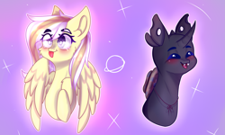 Size: 3333x2005 | Tagged: safe, artist:honeybbear, derpibooru import, oc, oc only, oc:ivoryquest, changeling, pegasus, pony, bust, female, mare, portrait, tongue out