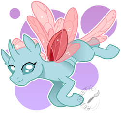 Size: 1300x1221 | Tagged: safe, artist:redpalette, derpibooru import, ocellus, changedling, changeling, abstract background, cute, diaocelles, female, flying, simple background, solo, spread wings, wings