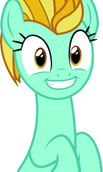 Size: 3590x5985 | Tagged: safe, artist:surprisepi, derpibooru import, lightning dust, pony, cute, dustabetes, grin, happy, high res, simple background, smiling, solo, transparent background, vector, wingless