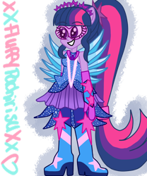 Size: 1024x1229 | Tagged: safe, artist:xxfluffypachirisuxx, derpibooru import, sci-twi, twilight sparkle, equestria girls, legend of everfree, clothes, crystal guardian, crystal wings, ponied up, scitwilicorn, simple background, solo, transparent background