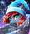 Size: 3159x3573 | Tagged: safe, artist:airiniblock, derpibooru import, oc, oc only, oc:arian blaze, pegasus, pony, chest fluff, christmas, collar, commission, cute, female, hat, high res, holiday, rcf community, santa hat, smiling, snow, snowfall, solo, winter