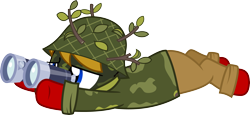 Size: 6000x2771 | Tagged: safe, derpibooru import, oc, oc:max mustang, army camouflage, binoculars, camouflage, prone, simple background, transparent background, vector, war paint