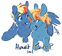 Size: 662x600 | Tagged: safe, artist:clovercoin, derpibooru import, oc, oc:hot pursuit, oc:sun song, pony