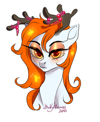 Size: 1280x1552 | Tagged: safe, artist:yukomaussi, derpibooru import, oc, deer pony, original species, glowing eyes, head