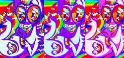 Size: 1377x652 | Tagged: safe, artist:pixelthepikachu, derpibooru import, oc, pony, eyestrain warning, needs more saturation, psychedelic, solo