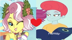 Size: 420x235 | Tagged: safe, derpibooru import, vignette valencia, better together, equestria girls, rollercoaster of friendship, background human, crack shipping, cropped, discovery family logo, female, heart, male, pearl pompadour, pilot pearl, shipping, shipping domino, straight