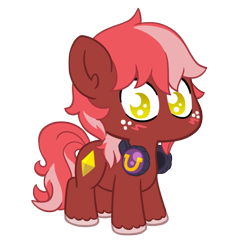 Size: 1000x982 | Tagged: safe, artist:thedragenda, derpibooru import, oc, oc only, oc:chocolate neapolitan, earth pony, pony, chibi, headphones