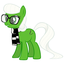 Size: 2667x2667 | Tagged: safe, artist:breadking, derpibooru import, oc, oc:shamrock soda, earth pony, pony, clothes, female, glasses, mare, scarf, simple background, solo, transparent background, vector