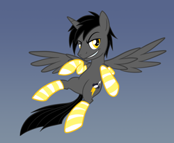 Size: 2598x2126 | Tagged: safe, artist:earth_pony_colds, derpibooru import, oc, oc only, oc:sano dash, alicorn, pony, clothes, socks, solo, striped socks