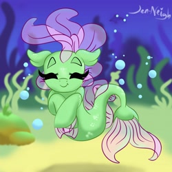 Size: 2000x2000 | Tagged: safe, artist:jen-neigh, derpibooru import, oc, oc only, merpony, bubble, female, solo, underwater