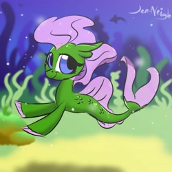 Size: 2000x2000 | Tagged: safe, artist:jen-neigh, derpibooru import, oc, oc only, merpony, bubble, solo, underwater