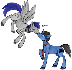 Size: 871x845 | Tagged: safe, artist:tempusfidgets, derpibooru import, oc, oc:aba, oc:shift key, pegasus, pony, unicorn, kissing, male, simple background, transparent background