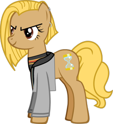 Size: 1799x1972 | Tagged: safe, artist:grapefruitface1, artist:theseventhstorm, derpibooru import, pony, pony creator, clothes, doctor who, ear piercing, earring, jewelry, jodie whittaker, piercing, ponified, regeneration, shirt, simple background, solo, t-shirt, thirteenth doctor, transparent background, trenchcoat