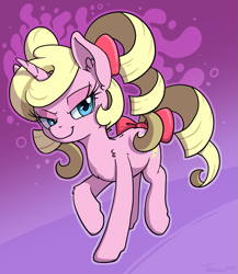 Size: 955x1100 | Tagged: safe, artist:tehflah, derpibooru import, oc, oc only, oc:eureka, pony, unicorn, bow, female, hair bow, mare, smiling, solo