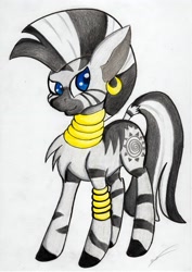 Size: 2443x3453 | Tagged: safe, artist:luxiwind, derpibooru import, zecora, zebra, solo, traditional art