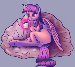 Size: 2199x1990 | Tagged: safe, artist:stratodraw, derpibooru import, twilight sparkle, twilight sparkle (alicorn), alicorn, pony, coffee mug, female, mare, missing cutie mark, mug, solo