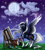 Size: 2700x3000 | Tagged: safe, artist:the-blue-unicorn, derpibooru import, oc, pegasus, pony, moon, paintbrush, painting, solo, stars