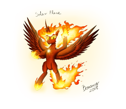 Size: 1926x1667 | Tagged: safe, artist:bonaxor, derpibooru import, oc, oc:solar flare, alicorn, original species, female, fire pony, rapidash, simple background, solo, transparent background