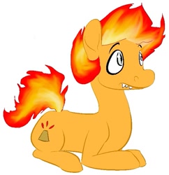 Size: 619x640 | Tagged: safe, artist:tempusfidgets, derpibooru import, oc, oc:hella drunkplot, earth pony, pony, fire hair, male, simple background, solo, stallion, white background